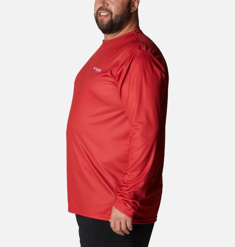 Men's Columbia PFG Terminal Tackle Fish Flag Long Sleeve Sweatshirts Red | Plus Size CA-QLAC4